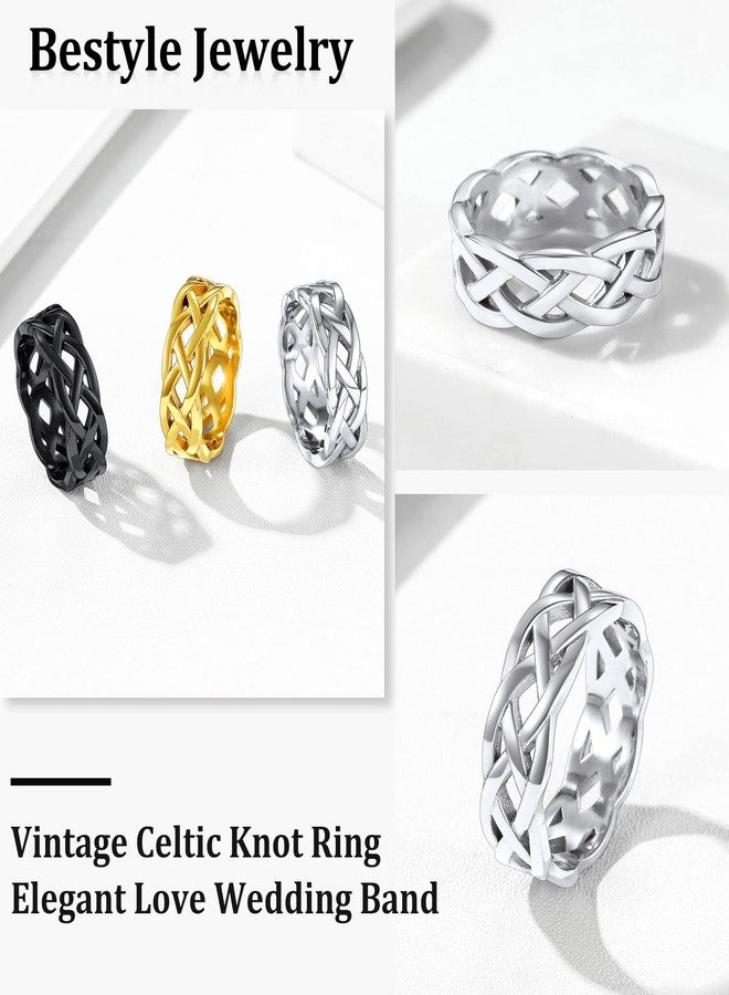 Bestyle Celtic Knot Band Rings for Men Women, Stainless Steel Irish Finger Ring Viking Wedding Bands Jewelry Gift Wedding Promise (10-Stainless Steel-Style02) - Image 5